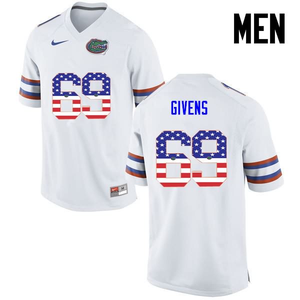 NCAA Florida Gators Marcus Givens Men's #69 USA Flag Fashion Nike White Stitched Authentic College Football Jersey ZSZ4264QJ